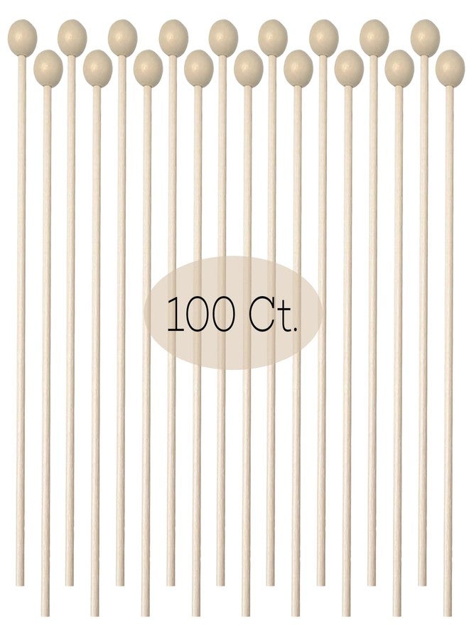 OSSIJAY 100 Pieces 6Inch Rock Candy Sticks with Ball Wooden Sticks Wood Cake Sticks Drink Stirrer Sticks for Lollipop Coffee Appetizer Skewers (Round) - Image 1